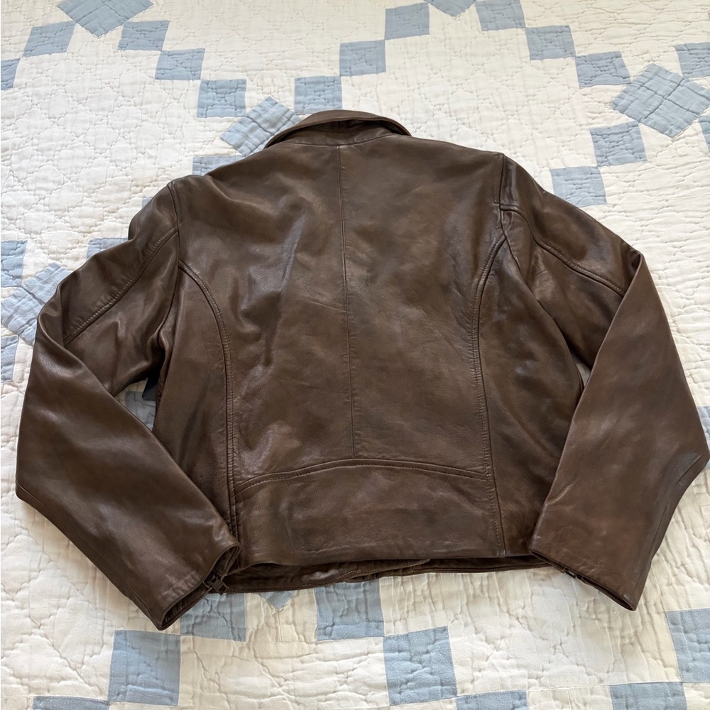 NWT Lucky Brand Brown Leather Jacket - Picture 8 of 11